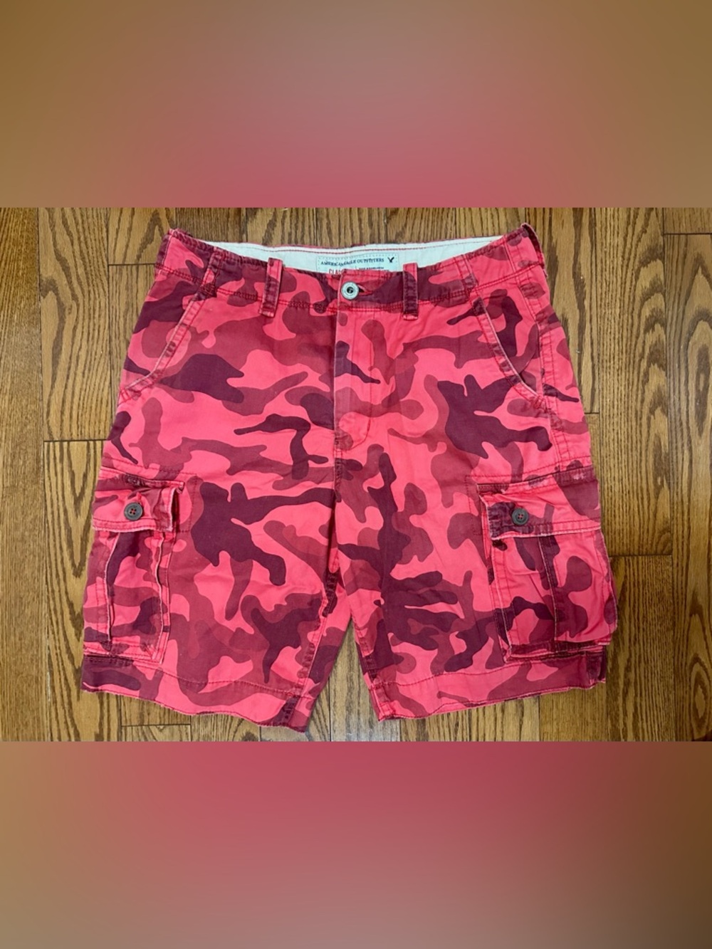 American Eagle Outfitters Red Camo Cargo Shorts